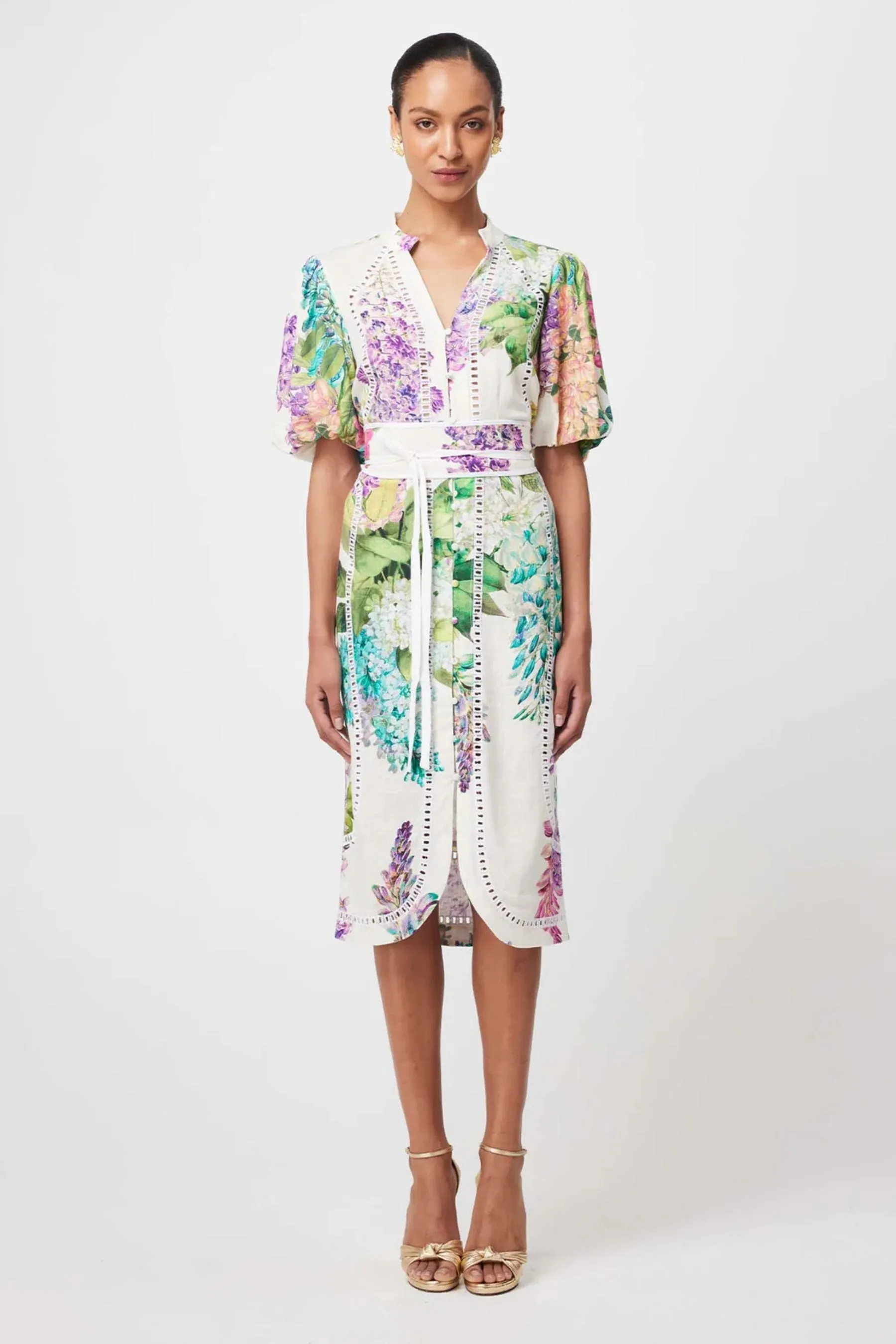 Carlyle Embroidered Linen Dress | Wisteria Alba