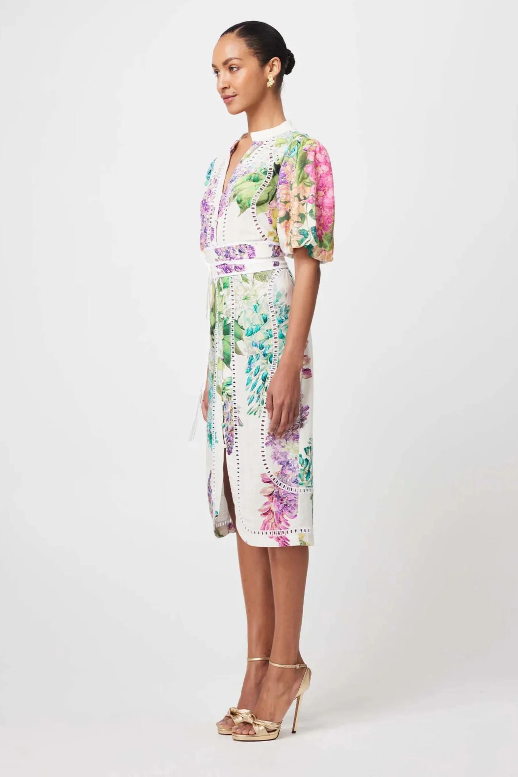 Carlyle Embroidered Linen Dress | Wisteria Alba