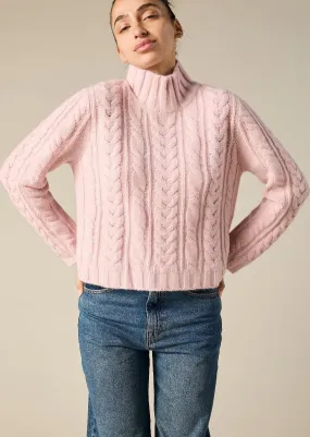 Cashmere Lauren Cable knit in Prettiest Pink