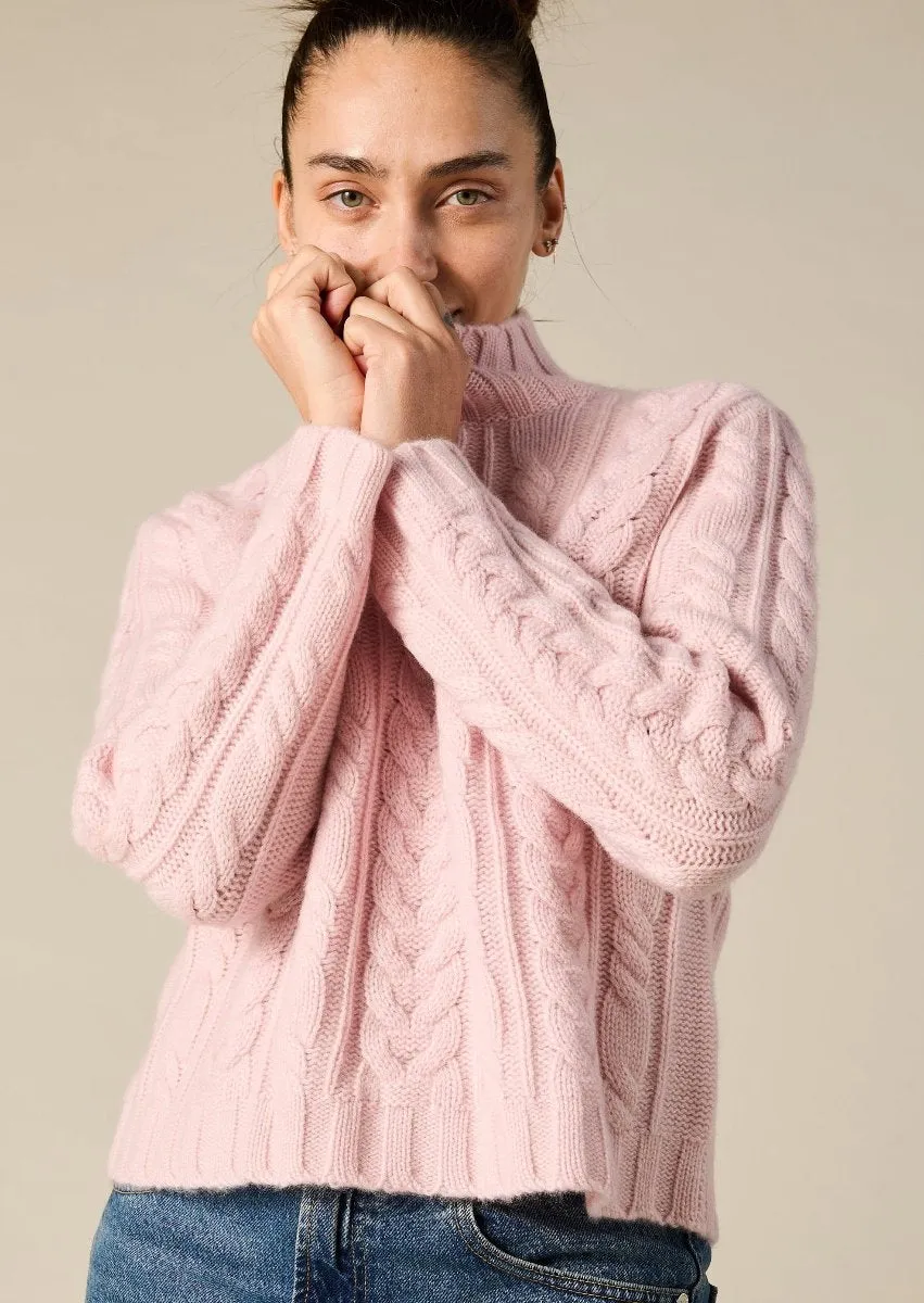 Cashmere Lauren Cable knit in Prettiest Pink