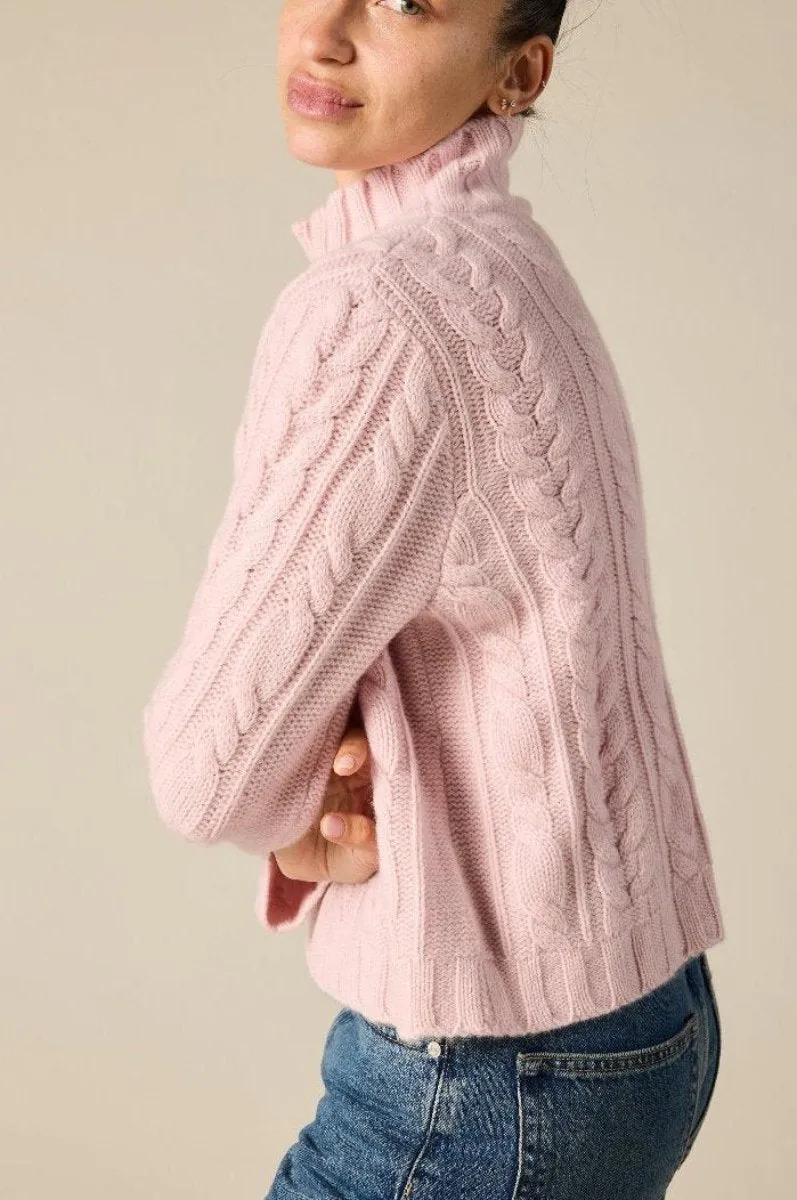 Cashmere Lauren Cable knit in Prettiest Pink