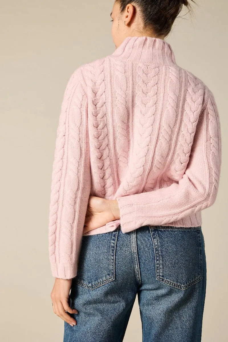 Cashmere Lauren Cable knit in Prettiest Pink