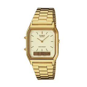 Casio AQ230GA-9DS Dress Duo Gold Tone Metal Band