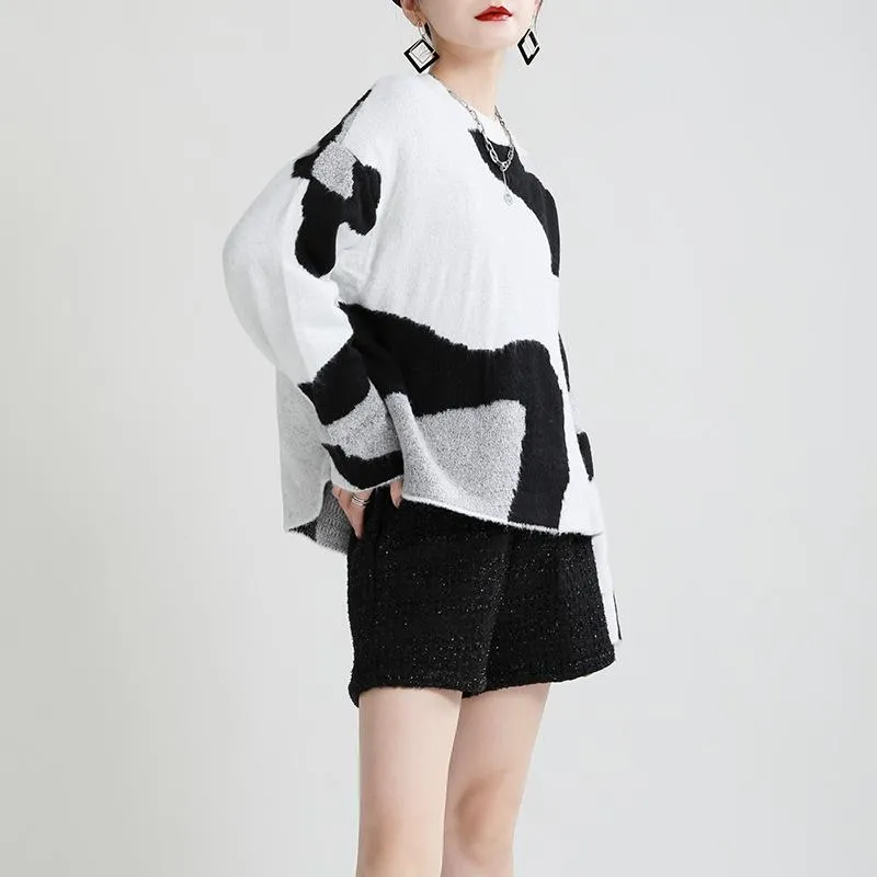 Casual Cow Round Neck Knitting Women Sweaters