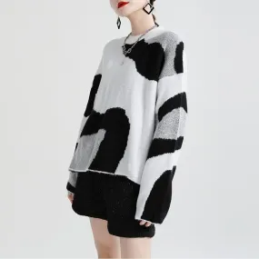 Casual Cow Round Neck Knitting Women Sweaters