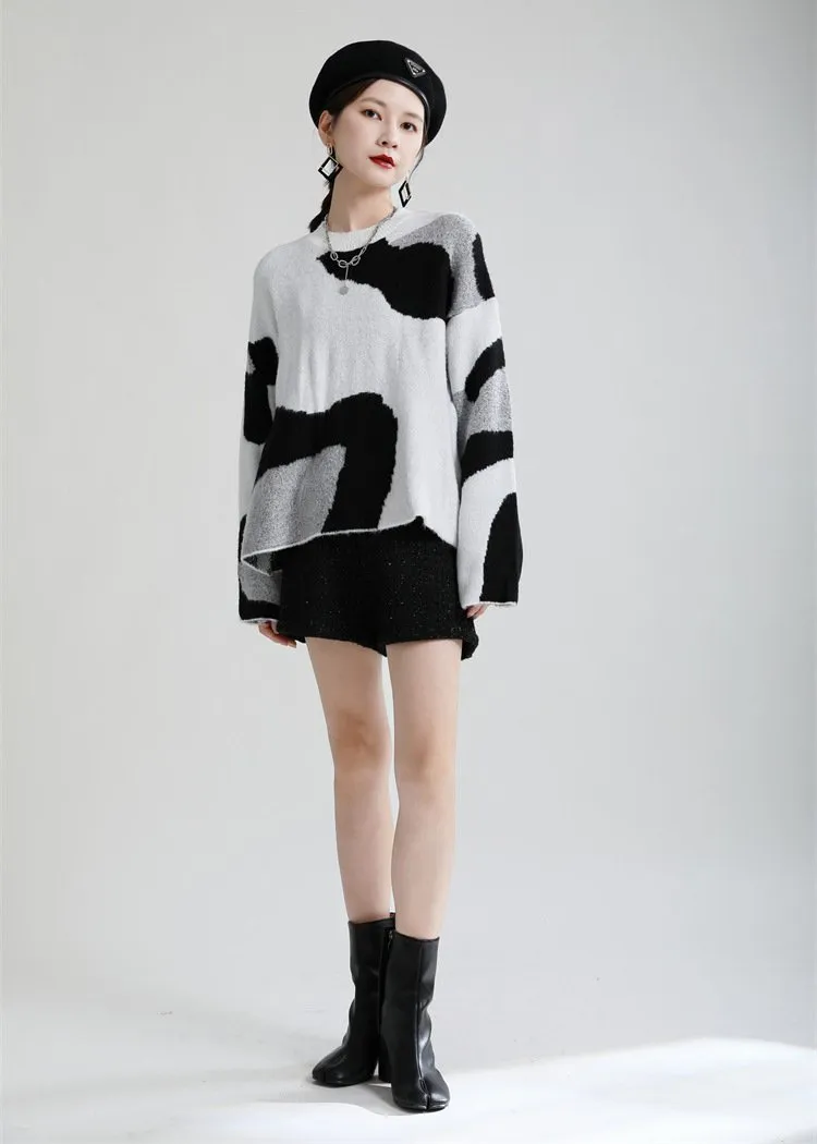 Casual Cow Round Neck Knitting Women Sweaters