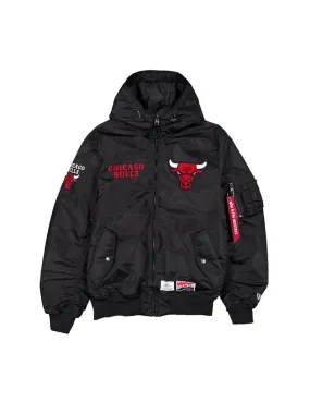 CHICAGO BULLS X ALPHA X NEW ERA L-2B HOODED BOMBER JACKET