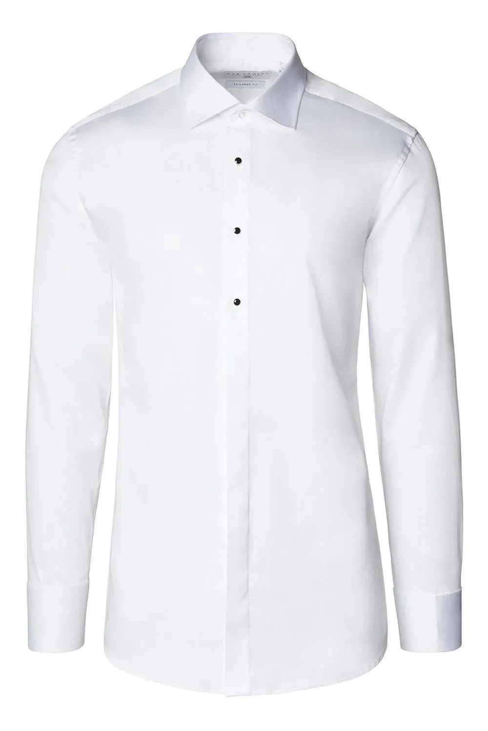 Classic Collar Jewel Button Tuxedo Shirt - White