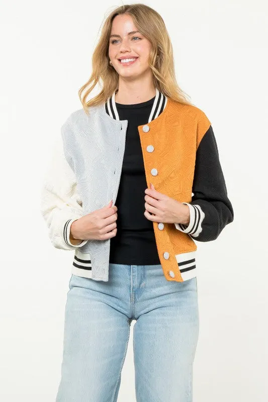 Colorblock Button Up Jacket