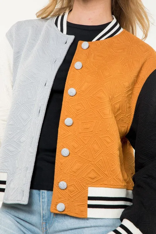 Colorblock Button Up Jacket