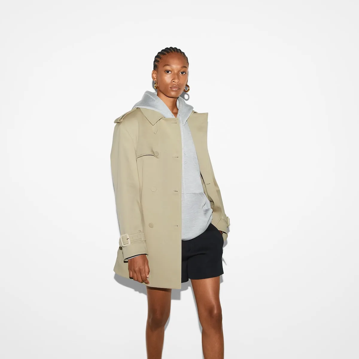 Cotton stretch garbardine coat