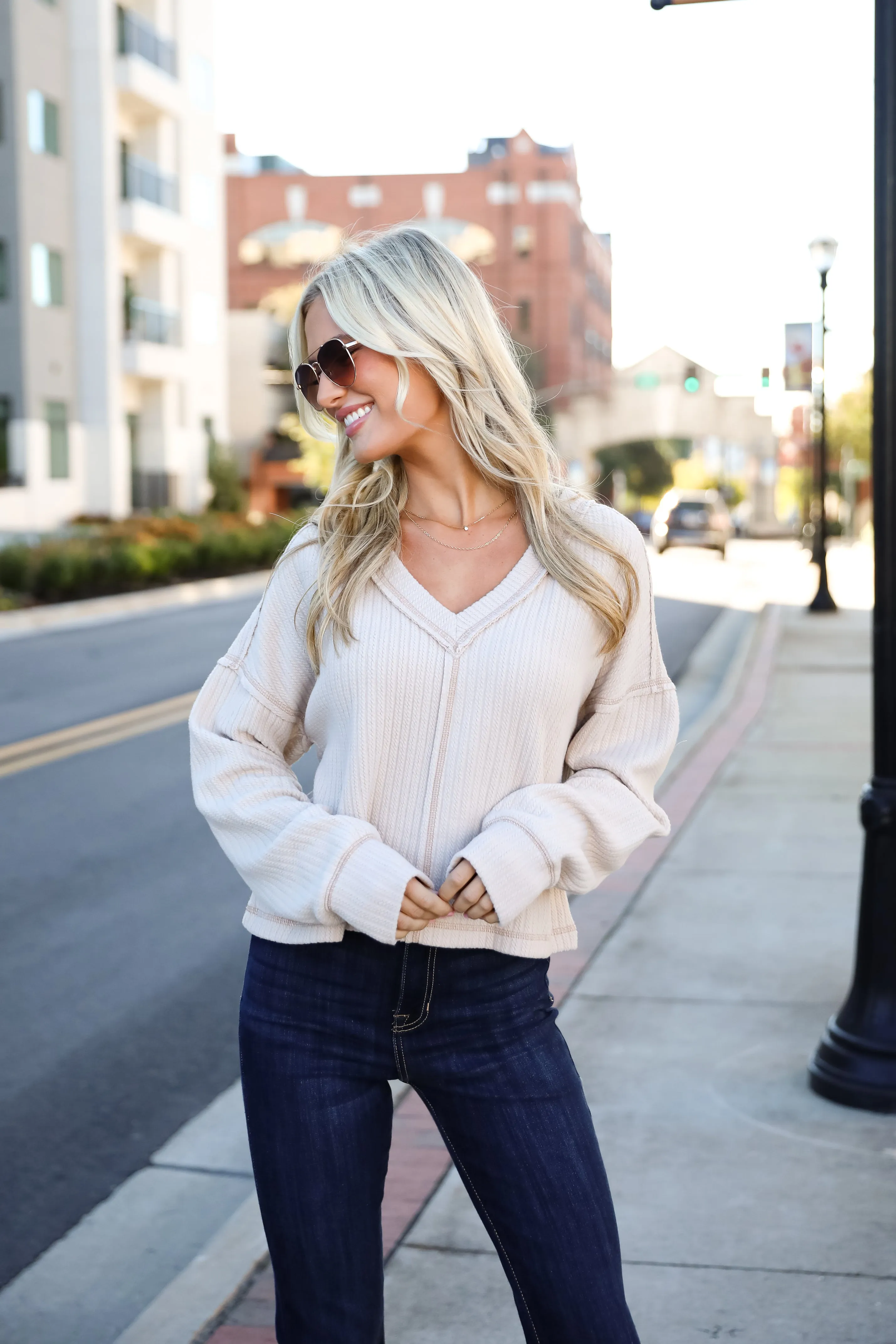 Cozy Sophisticate Cream Soft Knit Top