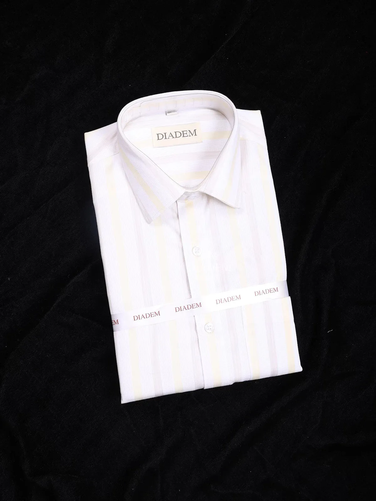 Cream Cotton Formal Shirt with Stripes Design