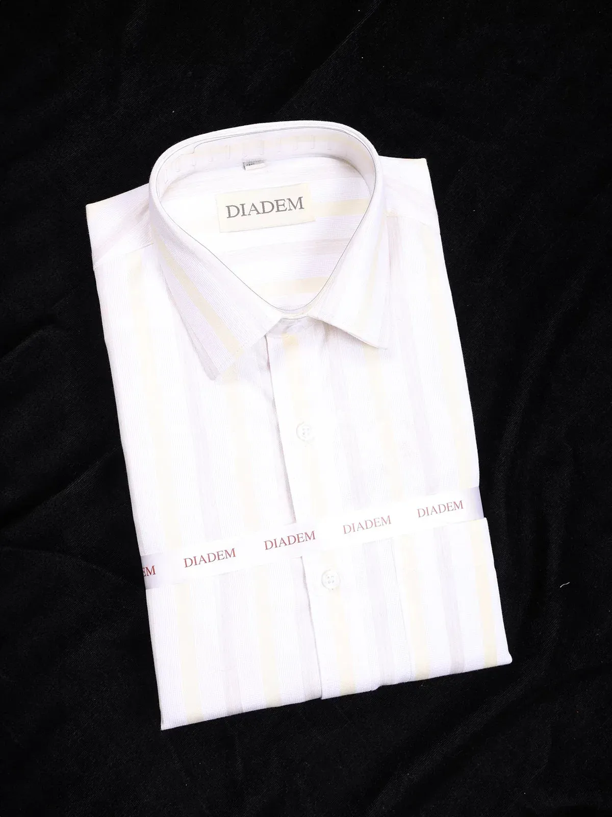 Cream Cotton Formal Shirt with Stripes Design