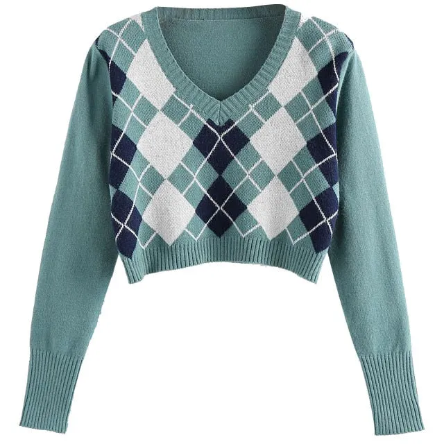 Crop Geometric Sweater