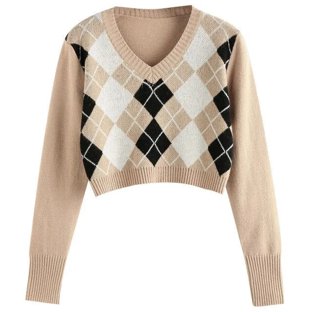 Crop Geometric Sweater