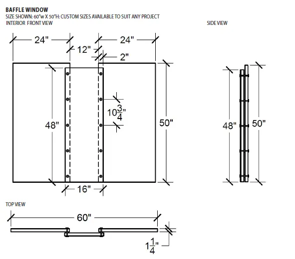 CSE-TWB-6048 | Baffle (Roxbury) Interior Transaction Window