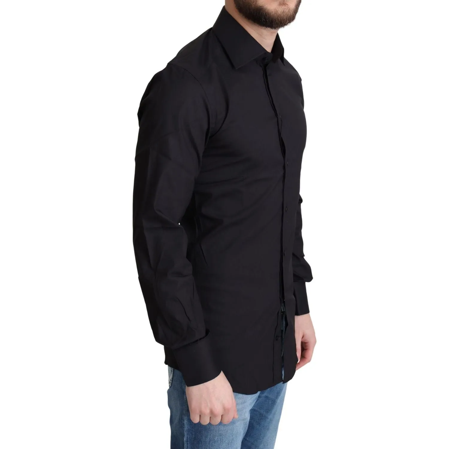 Dolce & Gabbana Elegant Black Gold Slim Fit Dress Shirt