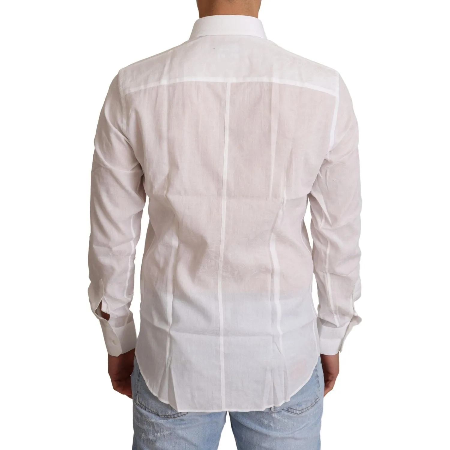 Dolce & Gabbana Elegant White Slim Fit Martini Dress Shirt