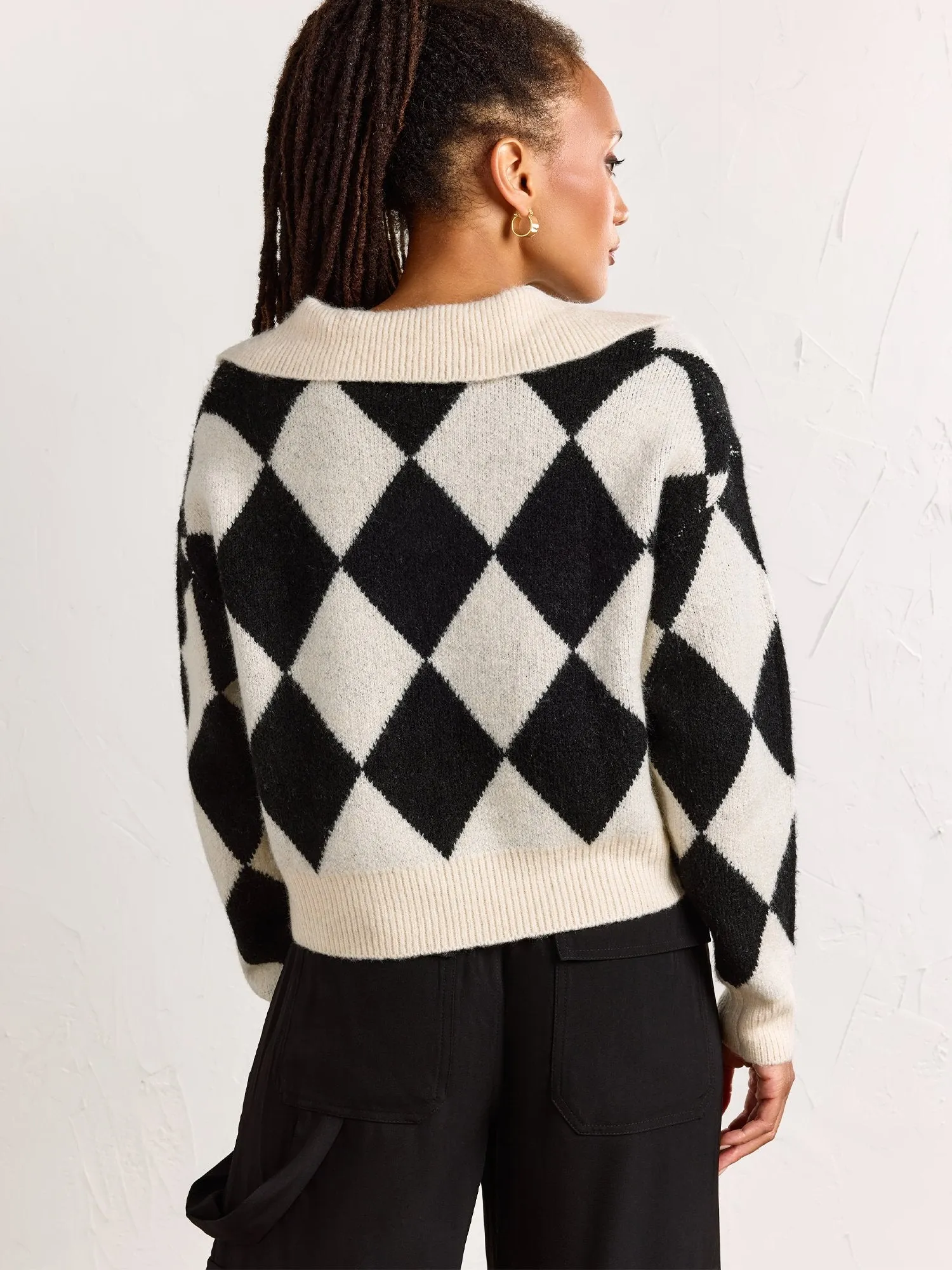 Dreamers by Debut Diamond Pattern Polo Sweater - Brands We Love