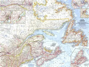 Eastern Canada Wall Map - Published 1967 by National Geographic