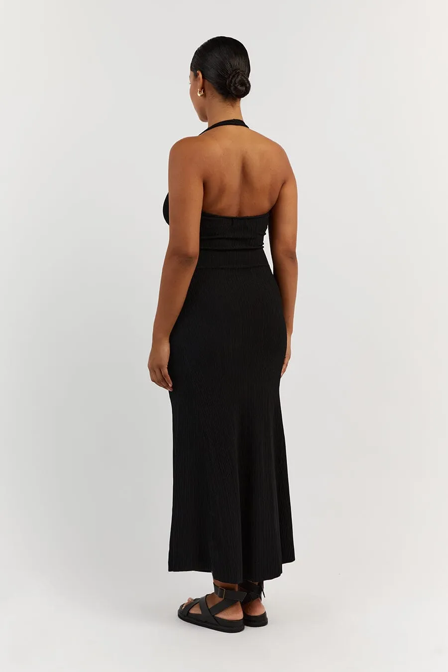 EDDISON BLACK KNIT MIDI DRESS