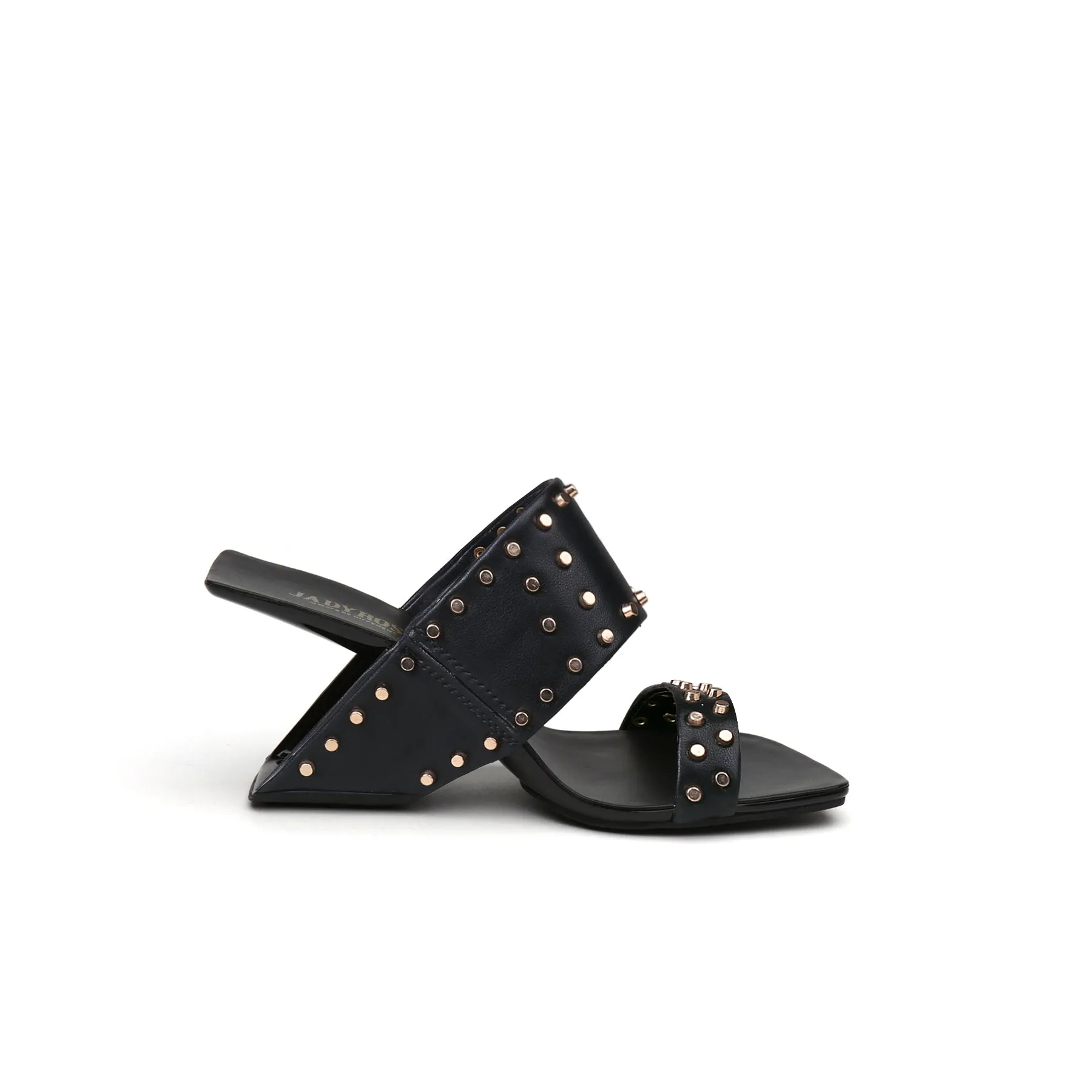 Edgy Metal Embellished Heel-Less Mules