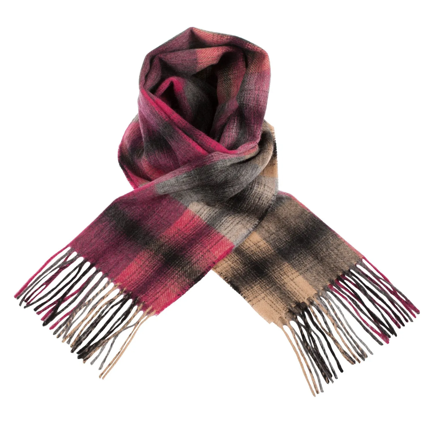 Edinburgh 100% Lambswool Scarf  Graded Block Check - Dress Black