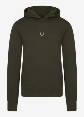 Embroidered hooded sweatshirt - hunting green