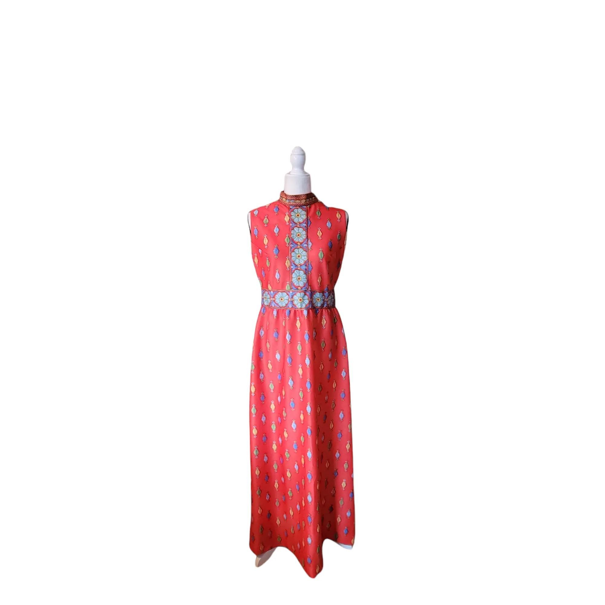 Emilio Borghese Vintage 1970's Maxi Hostess Dress Double Knit