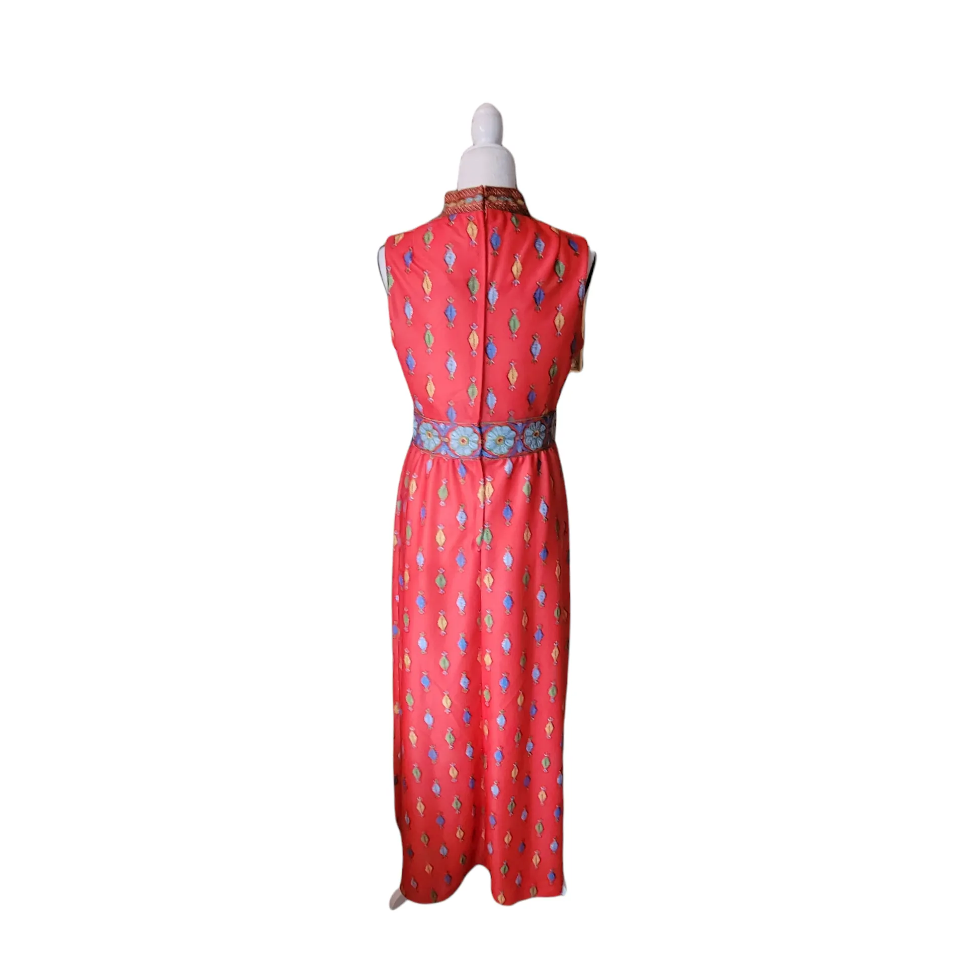 Emilio Borghese Vintage 1970's Maxi Hostess Dress Double Knit