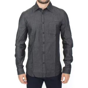 Ermanno Scervino Elegant Gray Stretch Denim Casual Shirt