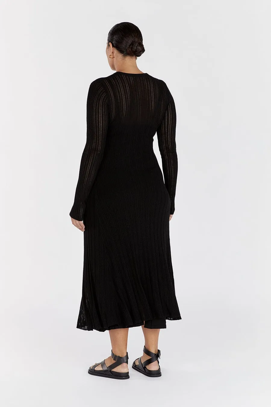 ESTELLA BLACK KNIT MIDI DRESS