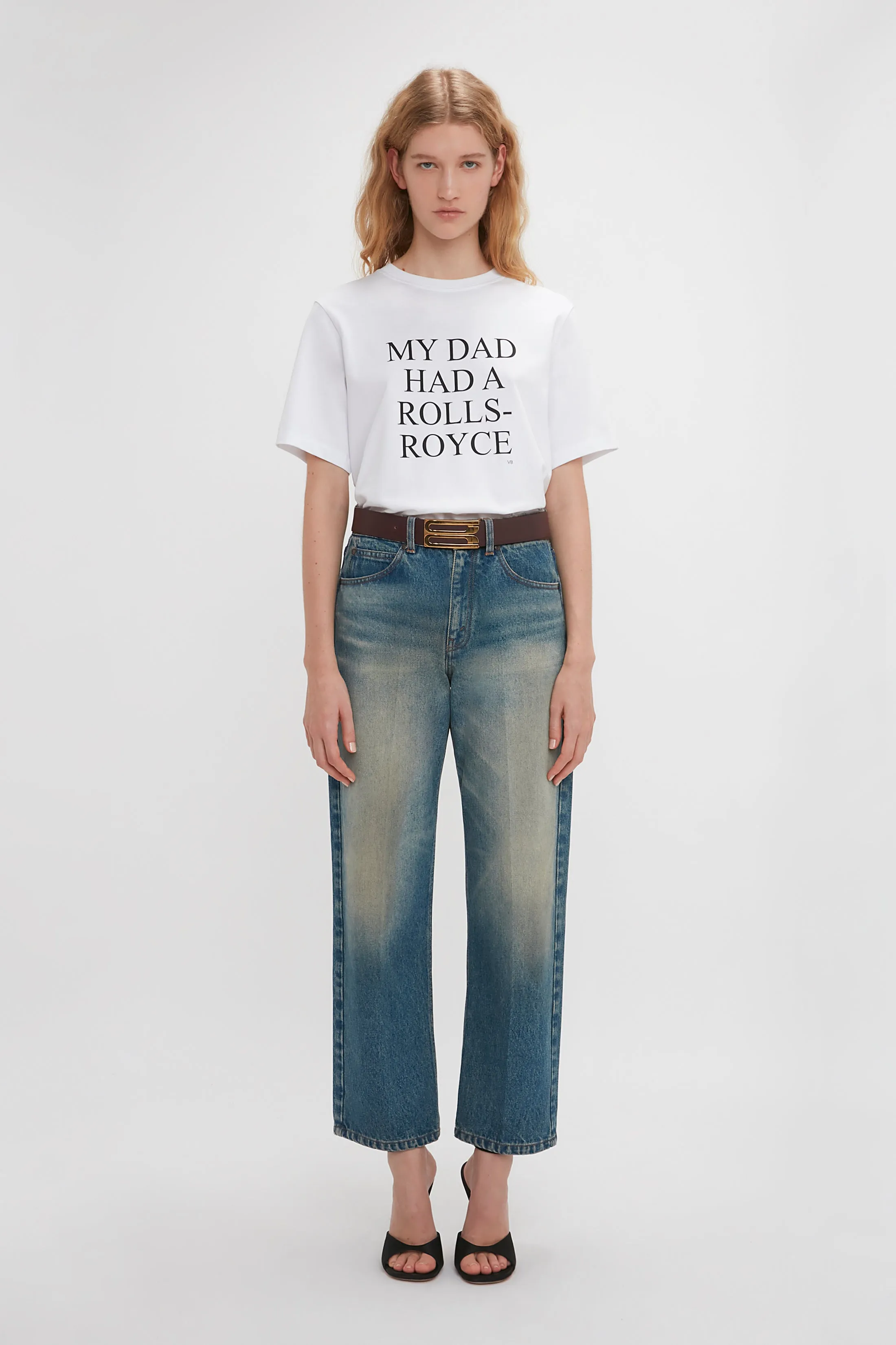 Exclusive 'My Dad Had A Rolls-Royce' Slogan T-Shirt In White