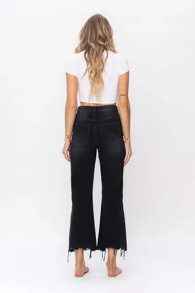 Explore More Collection - Vervet by Flying Monkey Vintage Ultra High Waist Distressed Crop Flare Jeans