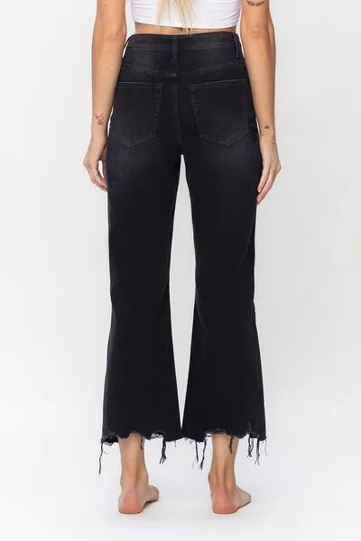 Explore More Collection - Vervet by Flying Monkey Vintage Ultra High Waist Distressed Crop Flare Jeans