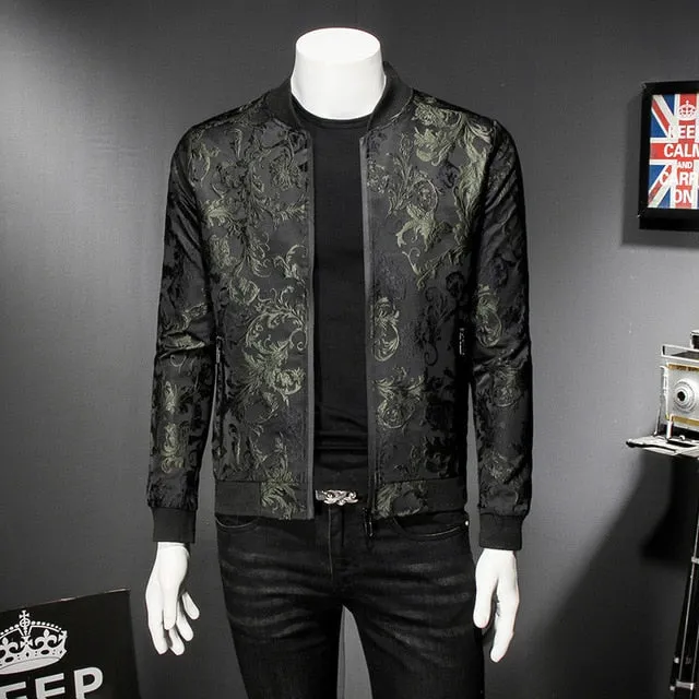 Fall Paisley Floral Vintage Bomber Casual Men Jacket