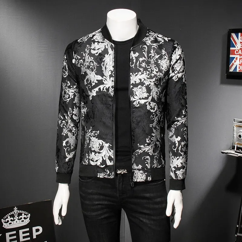 Fall Paisley Floral Vintage Bomber Casual Men Jacket