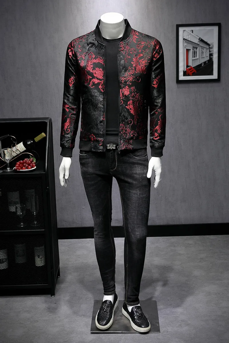 Fall Paisley Floral Vintage Bomber Casual Men Jacket