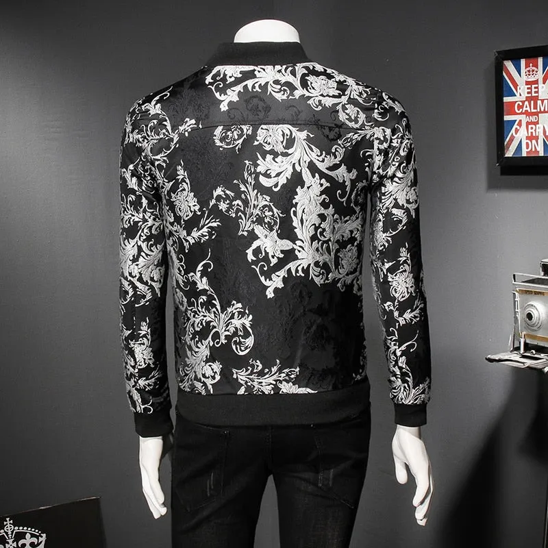 Fall Paisley Floral Vintage Bomber Casual Men Jacket