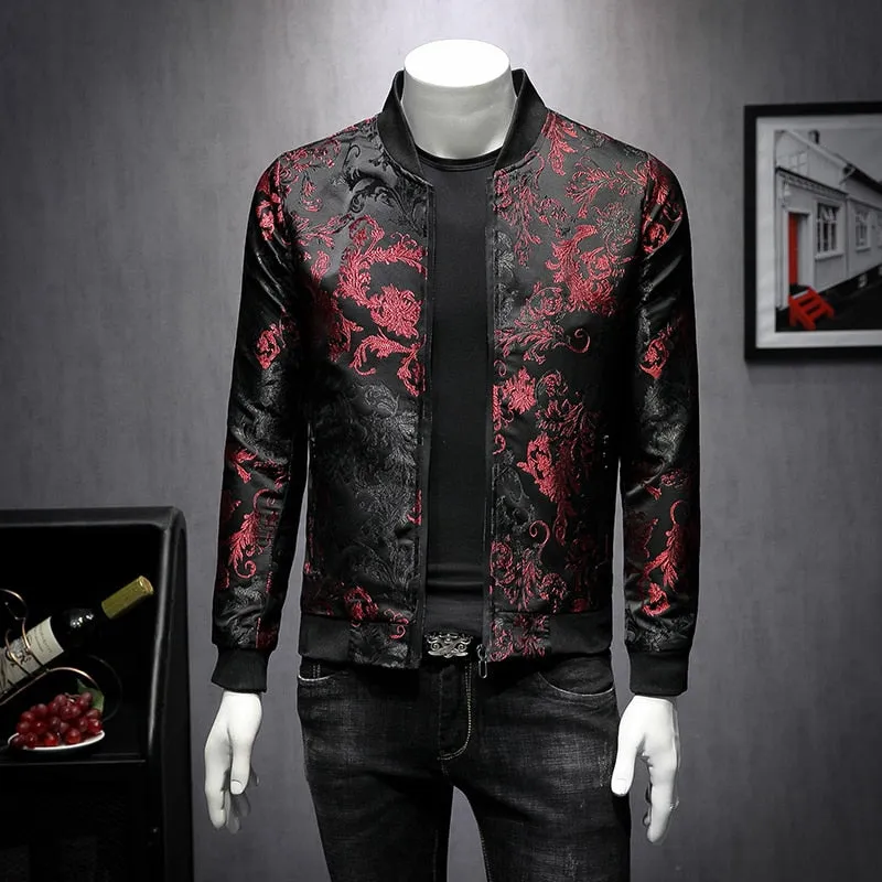 Fall Paisley Floral Vintage Bomber Casual Men Jacket