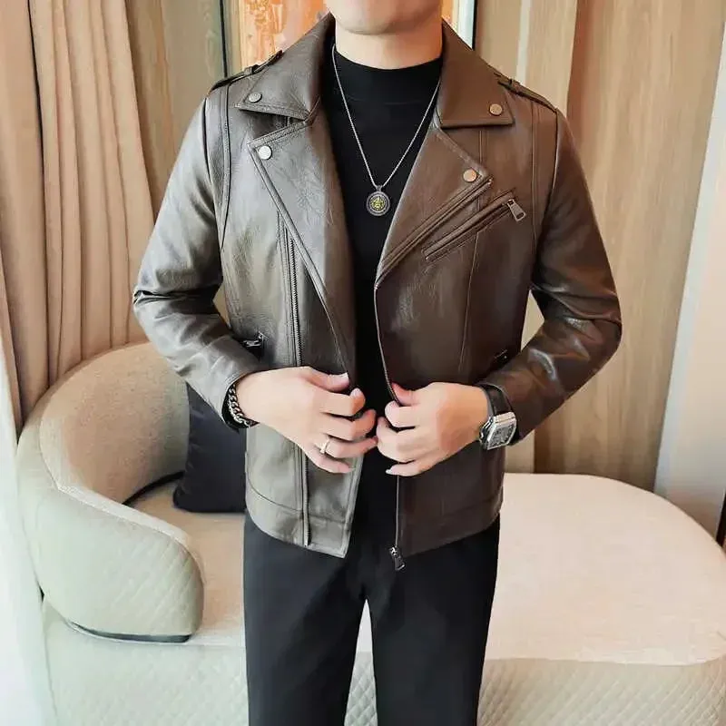 Faux Leather Vintage Oblique Fit Jacket