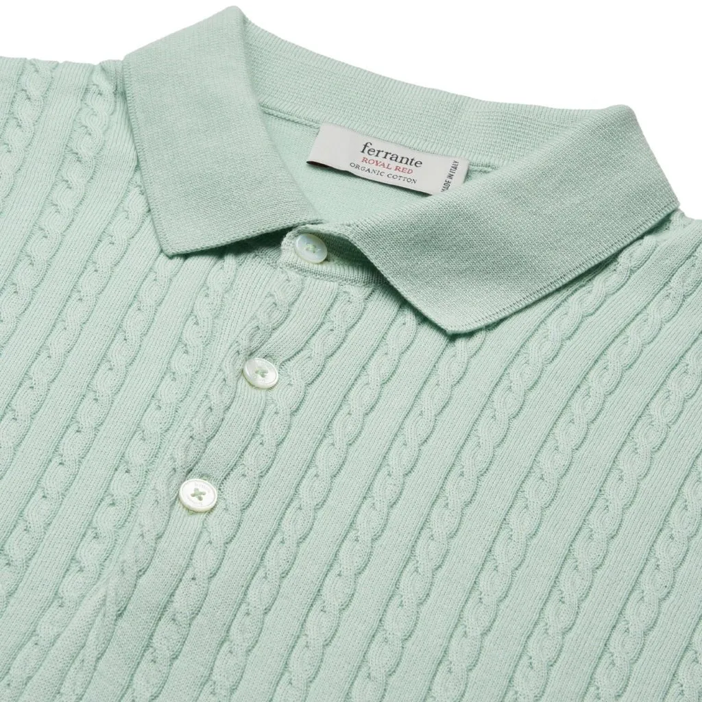 FERRANTE Cotton Short Sleeve Polo TURQUOISE