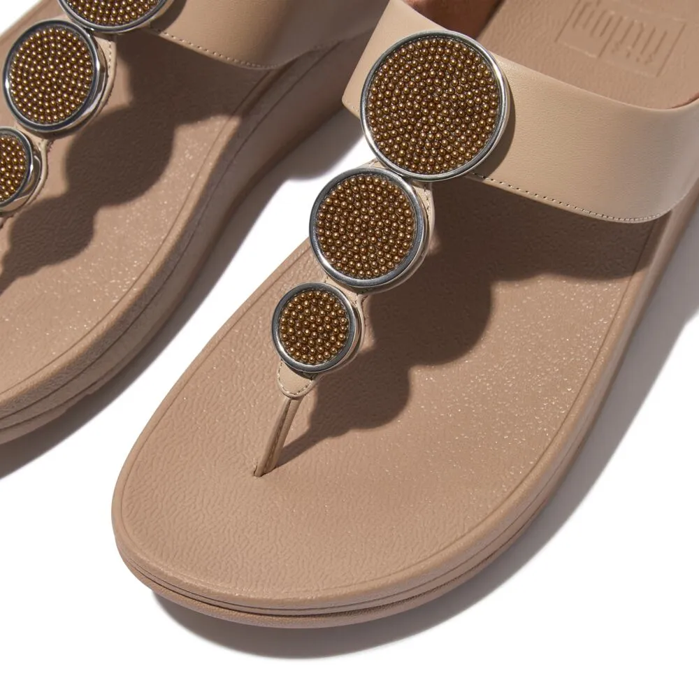 FitFlop Halo Bead Circle Metallic Sandals - Latte Beige