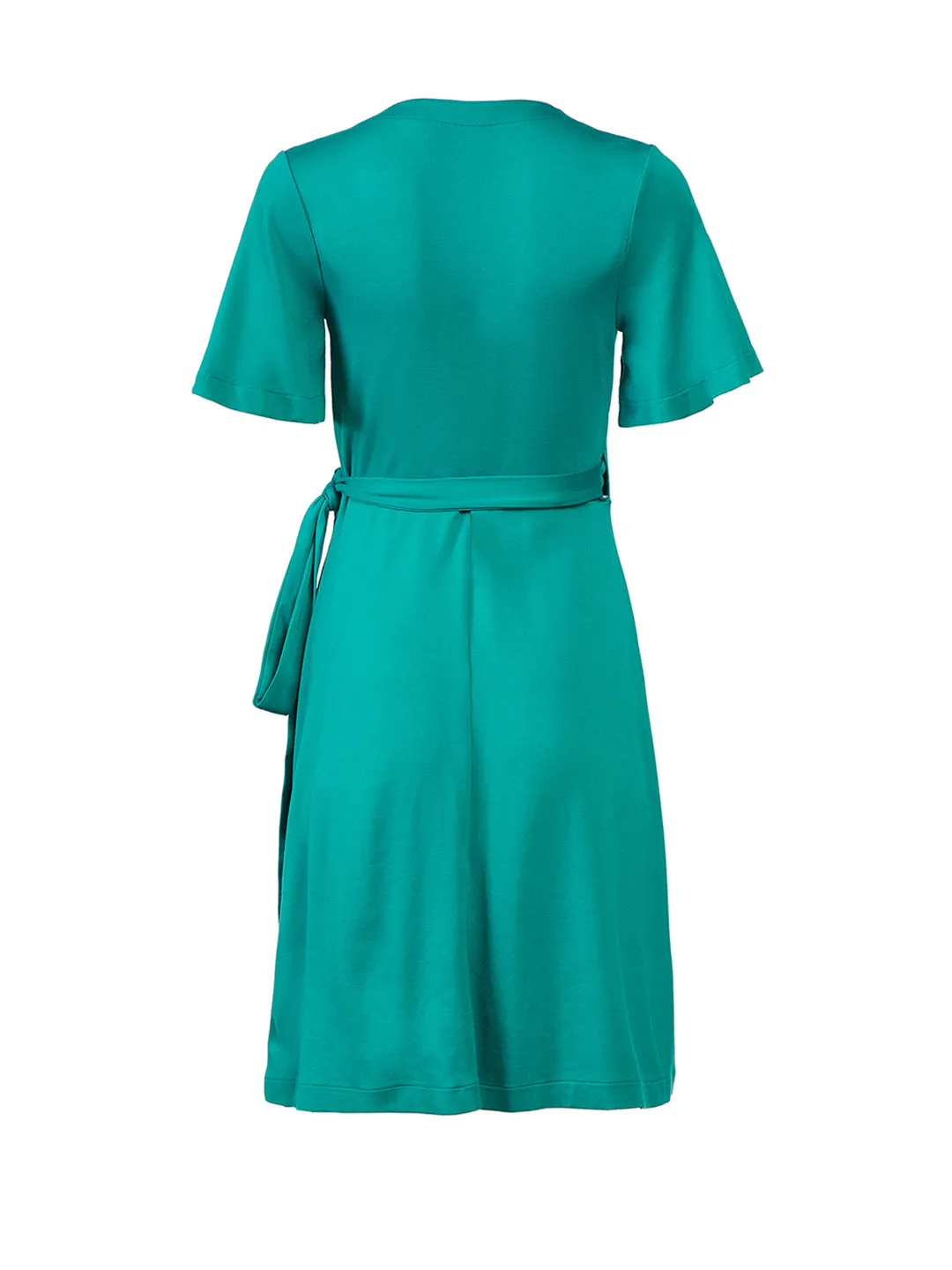 Flutter Sleeve Wrap Dress in Viridian Green