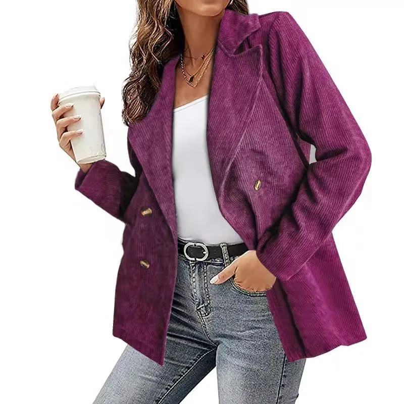 Flytonn-Fall Outfits Women Outwear Streetwear -hoco dresses homecoming dresses  women dress to impress -women's outerwear women's coat New Leisure Women Corduroy Fabric Solid Color Blazer