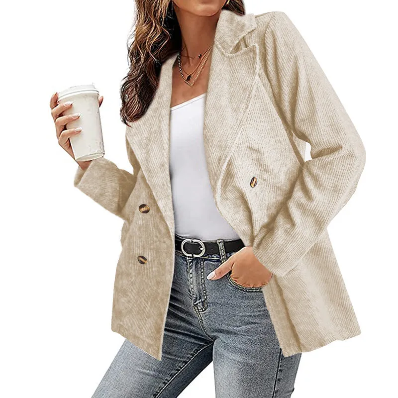 Flytonn-Fall Outfits Women Outwear Streetwear -hoco dresses homecoming dresses  women dress to impress -women's outerwear women's coat New Leisure Women Corduroy Fabric Solid Color Blazer