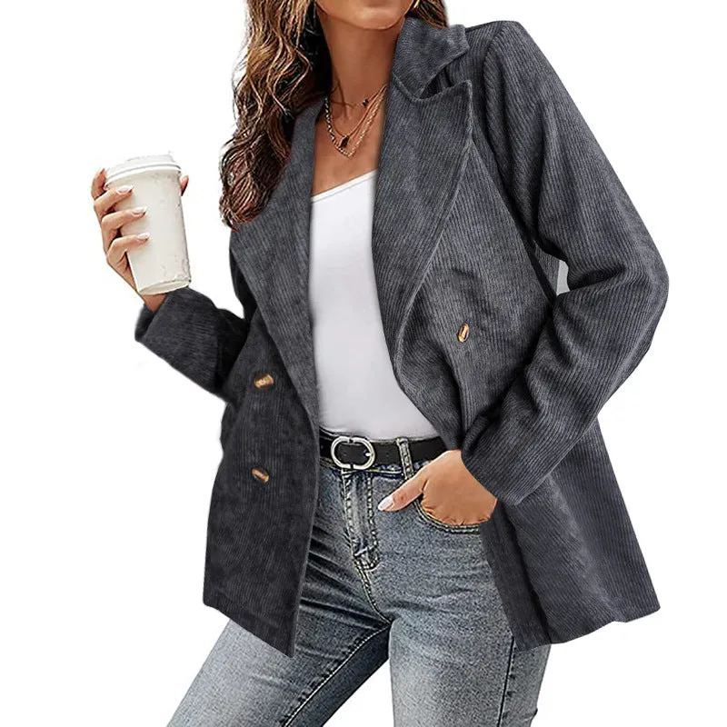 Flytonn-Fall Outfits Women Outwear Streetwear -hoco dresses homecoming dresses  women dress to impress -women's outerwear women's coat New Leisure Women Corduroy Fabric Solid Color Blazer