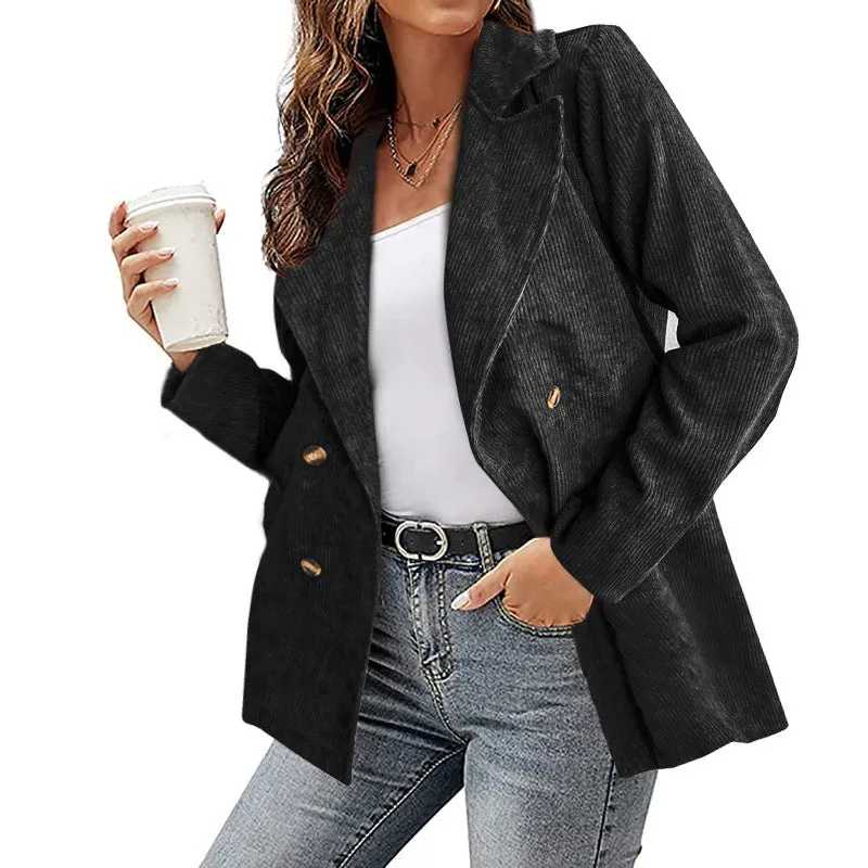 Flytonn-Fall Outfits Women Outwear Streetwear -hoco dresses homecoming dresses  women dress to impress -women's outerwear women's coat New Leisure Women Corduroy Fabric Solid Color Blazer