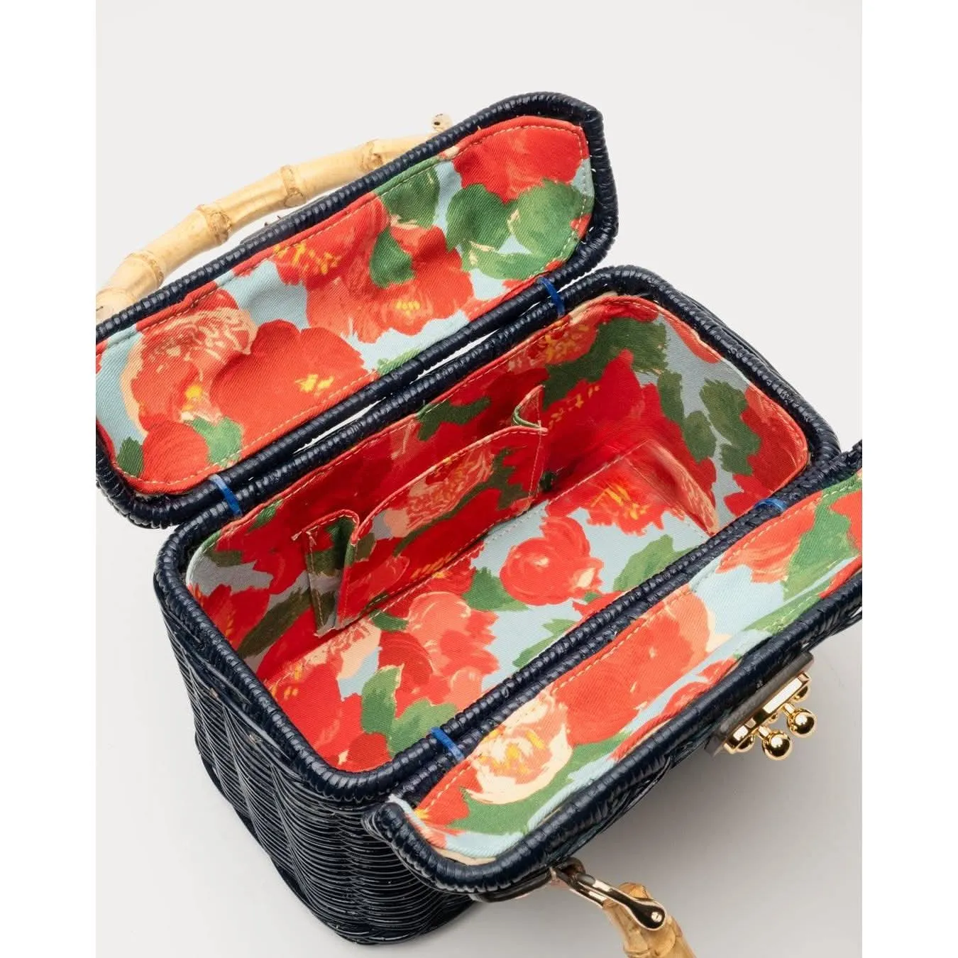 Frances Valentine Hannah Lunchbox Wicker Navy